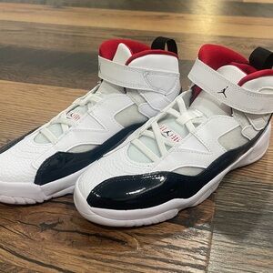 Nike Kids White and Black Sneakers with Red Accents